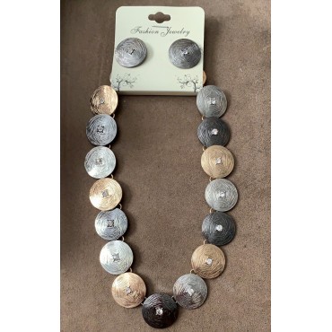 Silver w/Multi Color Necklace Set